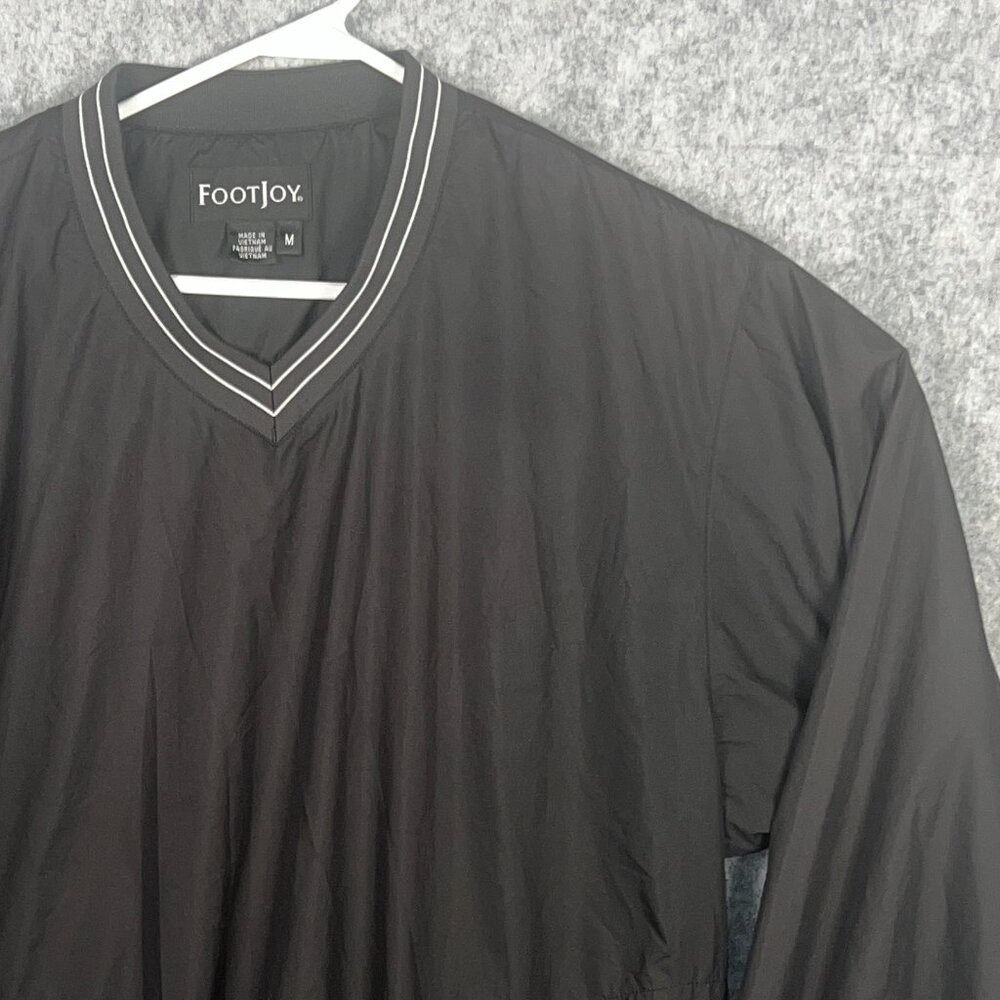 FootJoy Men's V-Neck Pullover Windbreaker Black‎ Golf Jacket - Size Medium